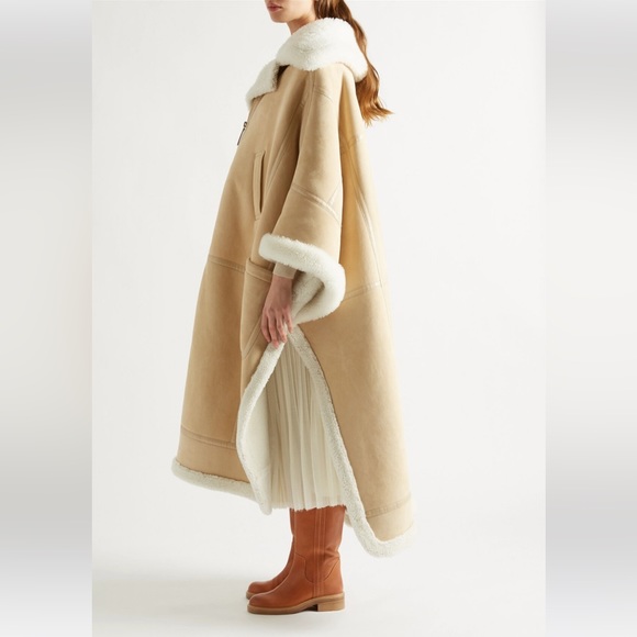 CHLOÉ Suede Shearling Zip Poncho - Picture 5 of 8